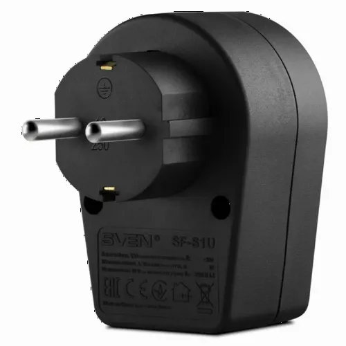 Prelungitor electric SVEN SF-S1U, 1 Prize, Negru