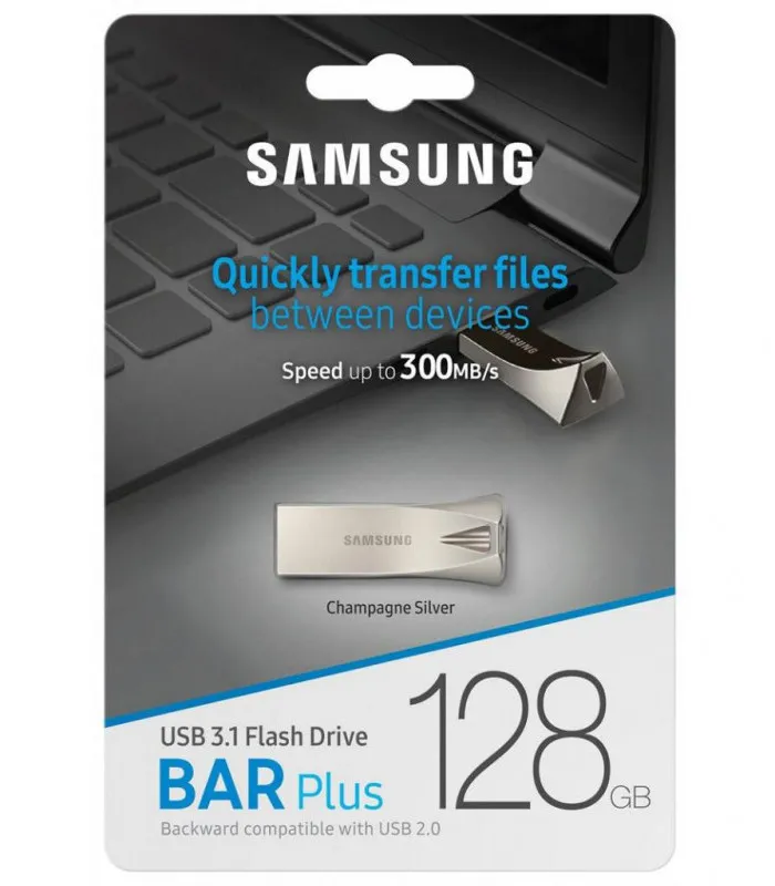 USB Flash накопитель Samsung Bar Plus, 128Гб, Серебристый