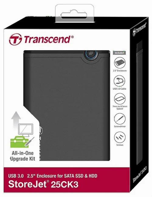 Внешний корпус Transcend TS0GSJ25CK3, Серый/Черный (TS0GSJ25CK3)