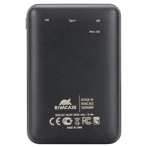 Acumulator extern RivaCase VA2410, 10000mAh, Negru