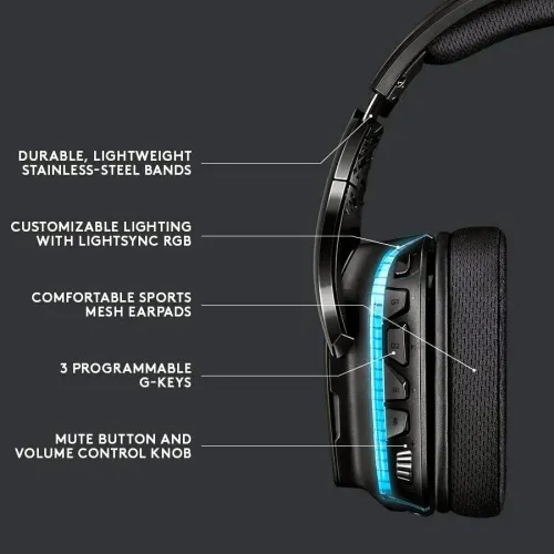 Căști gaming Logitech G635, Wireless/Cu fir, Negru