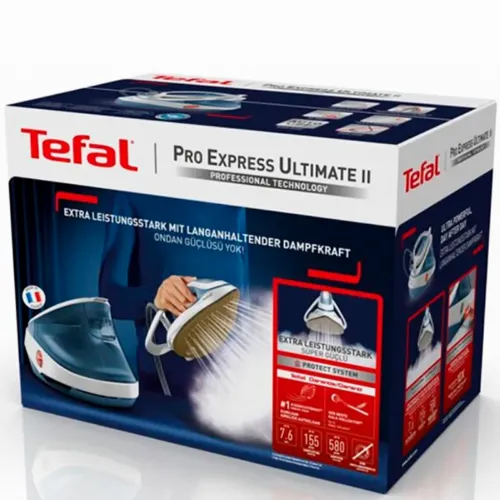 Fier de călcat cu generator de abur Tefal GV9710E0, 3000W, Alb Albastru