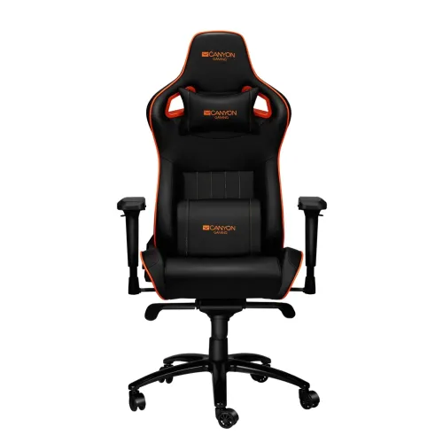 Scaun Gaming Canyon Corax, PU Piele, Negru/Portocaliu