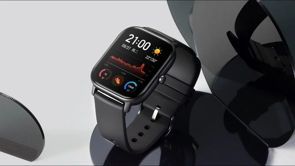 Ceas inteligent Xiaomi Amazfit GTS, 41mm, Carcasă din Aluminiu negru cu bandă neagră