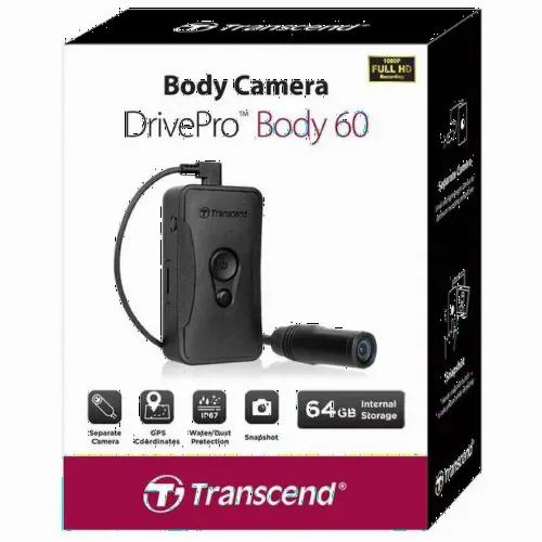Экшн камера Transcend DrivePro Body 60, Full-HD 1080P, Чёрный