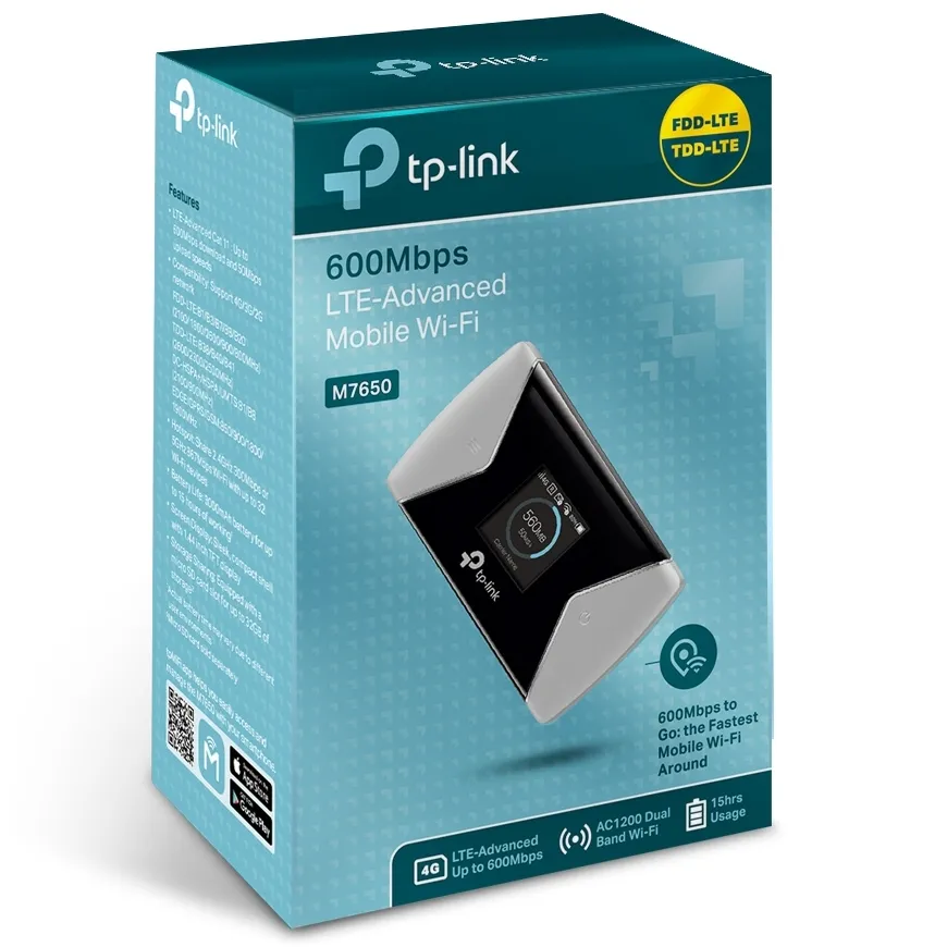 Wi-Fi Router mobil TP-LINK M7650, Negru