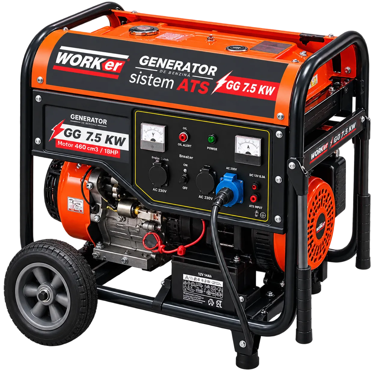 Бензиновый электрогенератор TECHNOWORKER GG7.5KW-ATS 18 л.с.