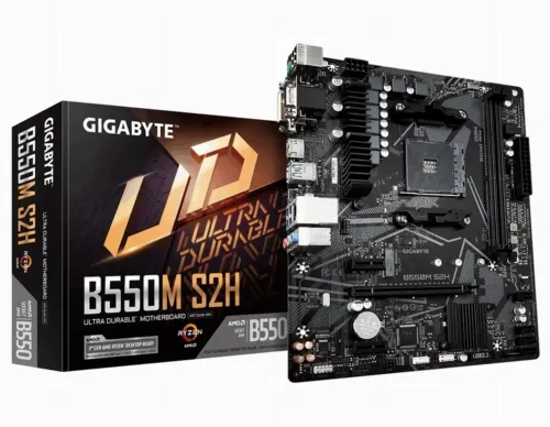 Placă de bază Gigabyte B550M S2H, AM4, AMD B550, Micro-ATX