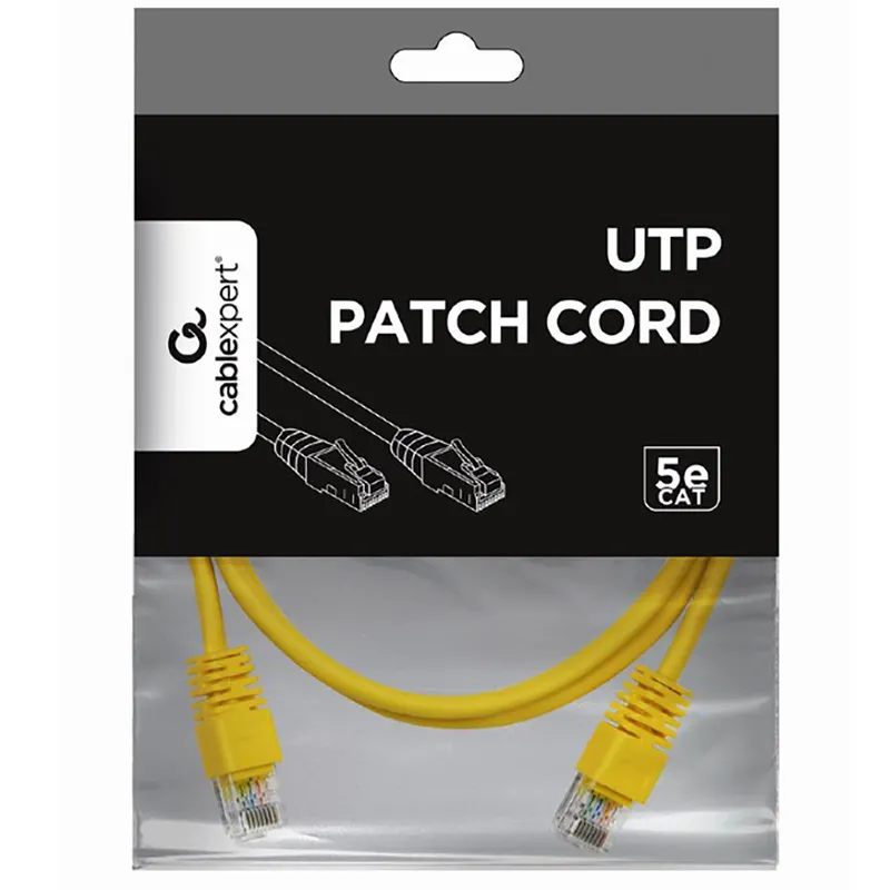 Patch cord Cablexpert PP12-2M/Y, CAT5e UTP, 2m, Galben