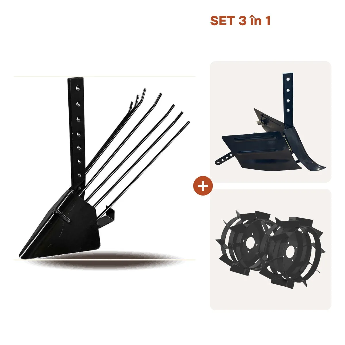 SET Plug cartofi + plug reglabil+ roti metal motocultor 