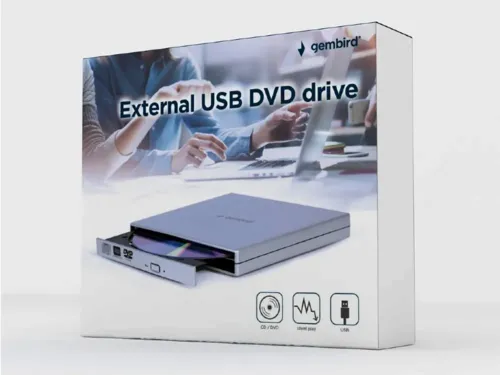 DVD-RW дисковод Gembird DVD-USB-02-SV, USB 2.0, Серебристый