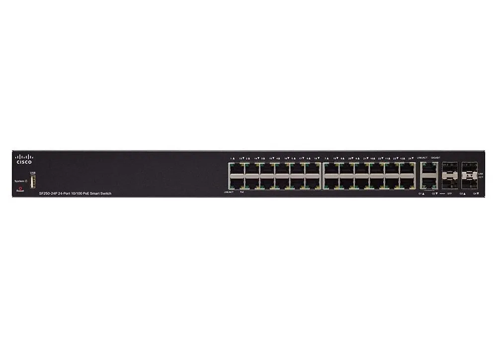 Switch de rețea Cisco SF250-24P, 24x 10/100 Mbps, 4x SFP