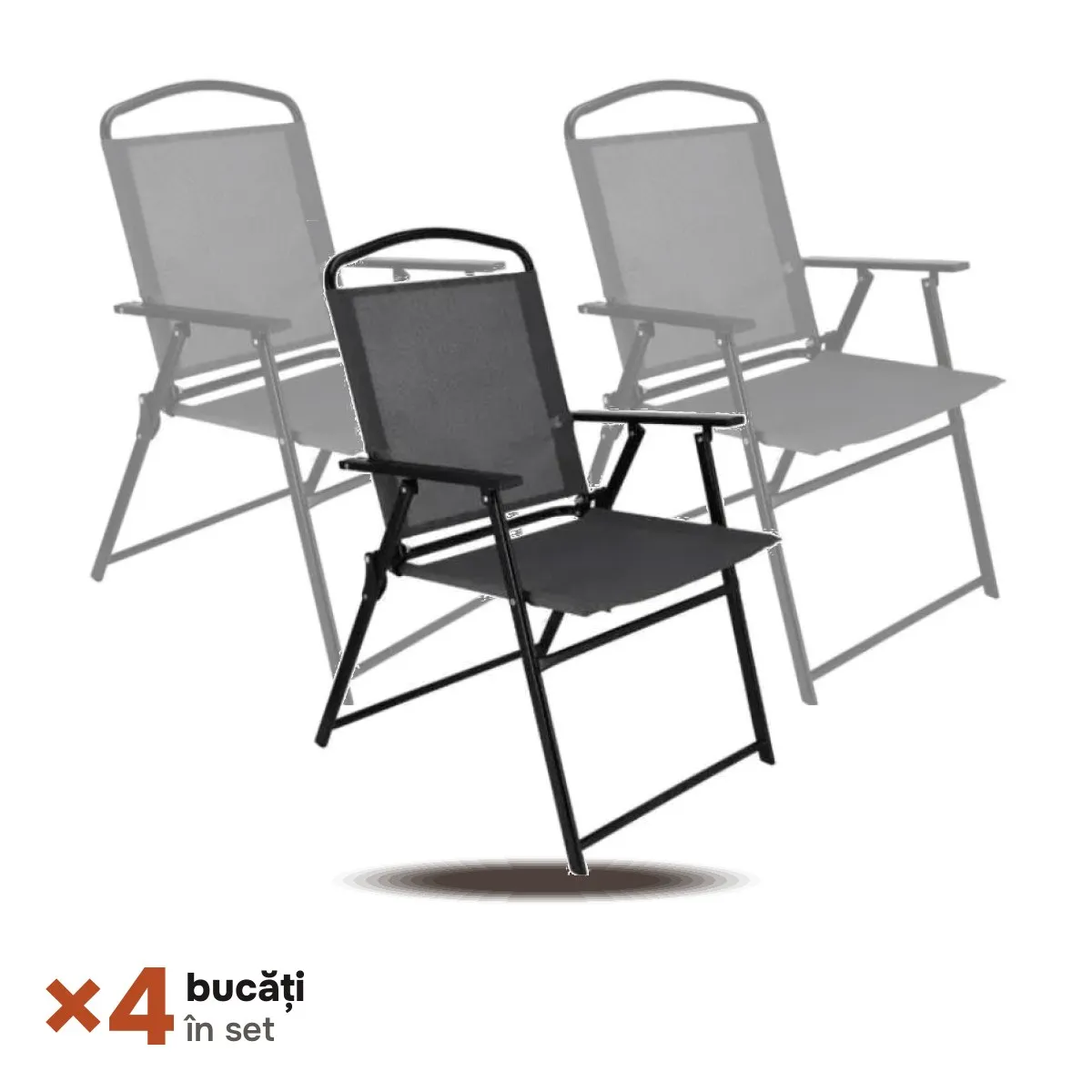 SET 4 Scaune pliabile Waltz (Negru)     