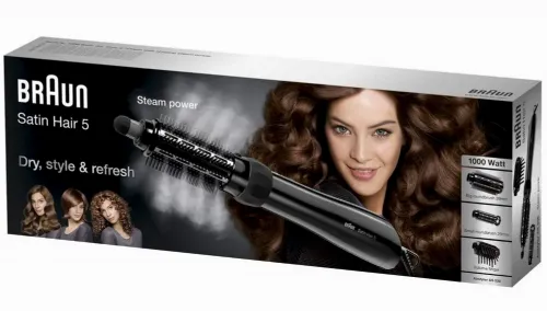 Uscător de păr-perie Braun Satin Hair 5 AS530, 1000W, Negru