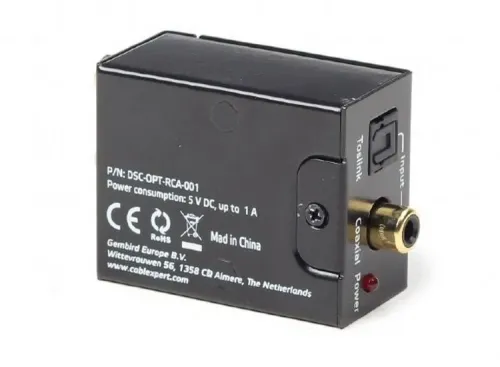 Аудио адаптер Cablexpert DSC-OPT-RCA-001, RCA - Toslink, Чёрный