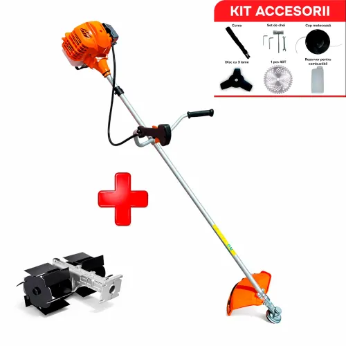 TikTok Мотокоса TECHNOWORKER BC 52 PRO + Культиватор для мотокосы 28MM 9T TECHNOWORKER 