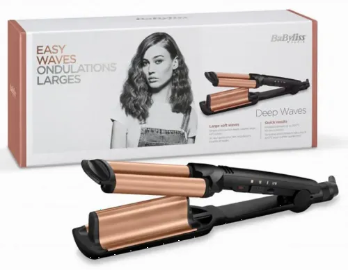 Ondulator de păr BaByliss Deep Waver W2447E, Negru | Auriu