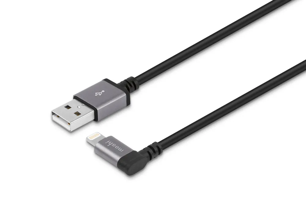 Cablu încărcare și sincronizare Moshi USB to Lightning Cable 90 Degree, USB Type-A/Lightning, 1,5m, Negru