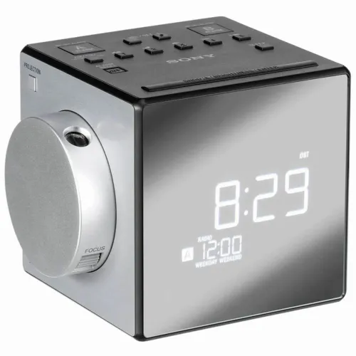 SONY ICF-C1PJ, Gray, Clock Radio with Time Projector, AM/FM