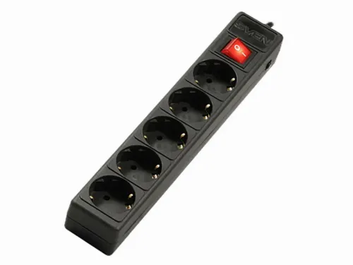 Сетевой фильтр SVEN Optima Base, 5 Розеток, 1,8м, Чёрный