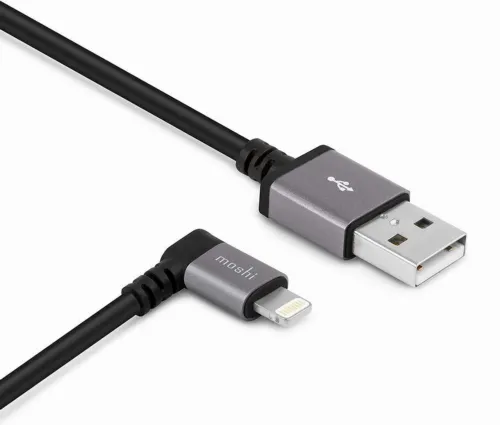 Cablu încărcare și sincronizare Moshi USB to Lightning Cable 90 Degree, USB Type-A/Lightning, 1,5m, Negru