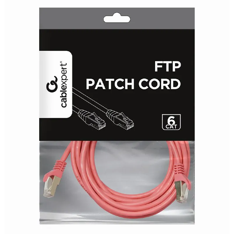 Патч-корд Cablexpert PP6-3M/RO, Cat6 FTP , 3м, Розовый
