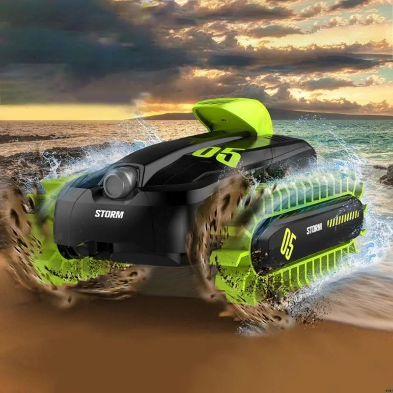 Радиоуправляемая игрушка Crazon Deformation Amphibious Car, Черный/Зеленый (18SL02)