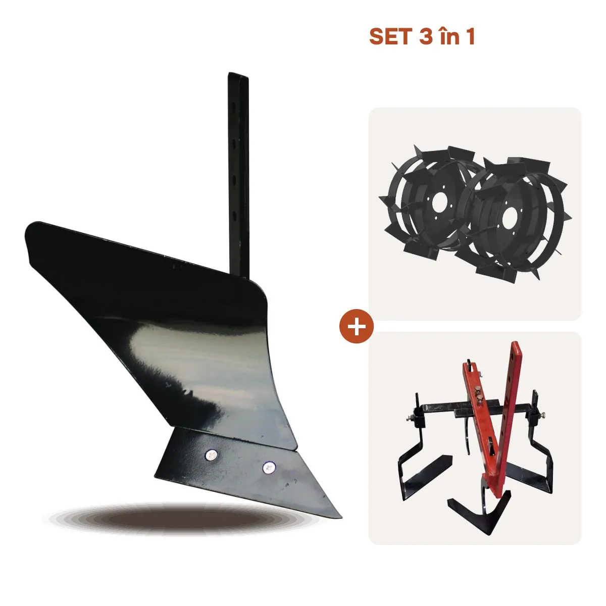 SET Plug arat+ roti metal motocultor + cultivator