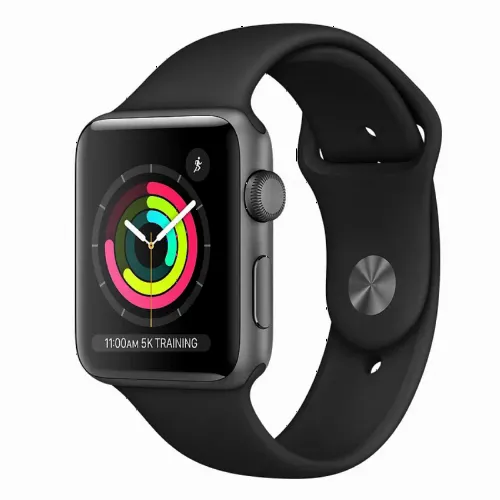 Умные часы Apple Watch Series 3, 42мм, Алюминиевый корпус цвета Space Grey с Черным спортивным ремешком