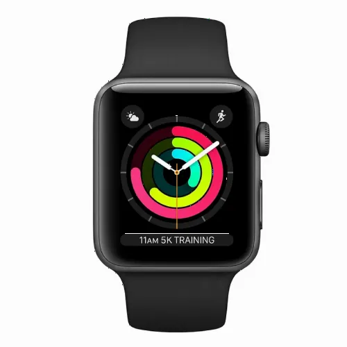 Умные часы Apple Watch Series 3, 42мм, Алюминиевый корпус цвета Space Grey с Черным спортивным ремешком