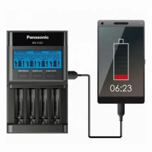 Încărcător Acumulatori Panasonic BQ-CC65E, Negru