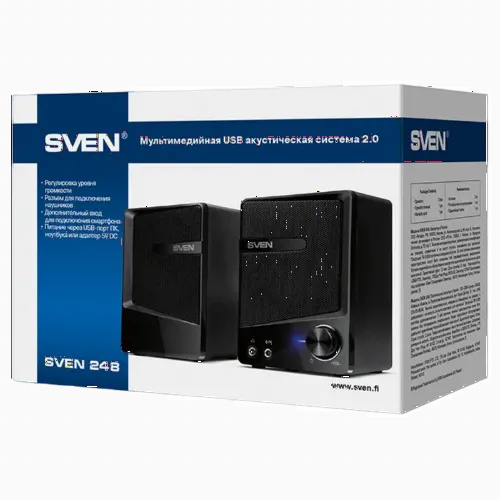 Компьютерные колонки 2.0 SVEN "248", Чёрный