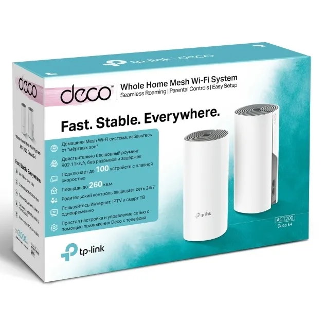 Sistem Wi-Fi Mesh TP-LINK Deco E4 (2-pack), Alb