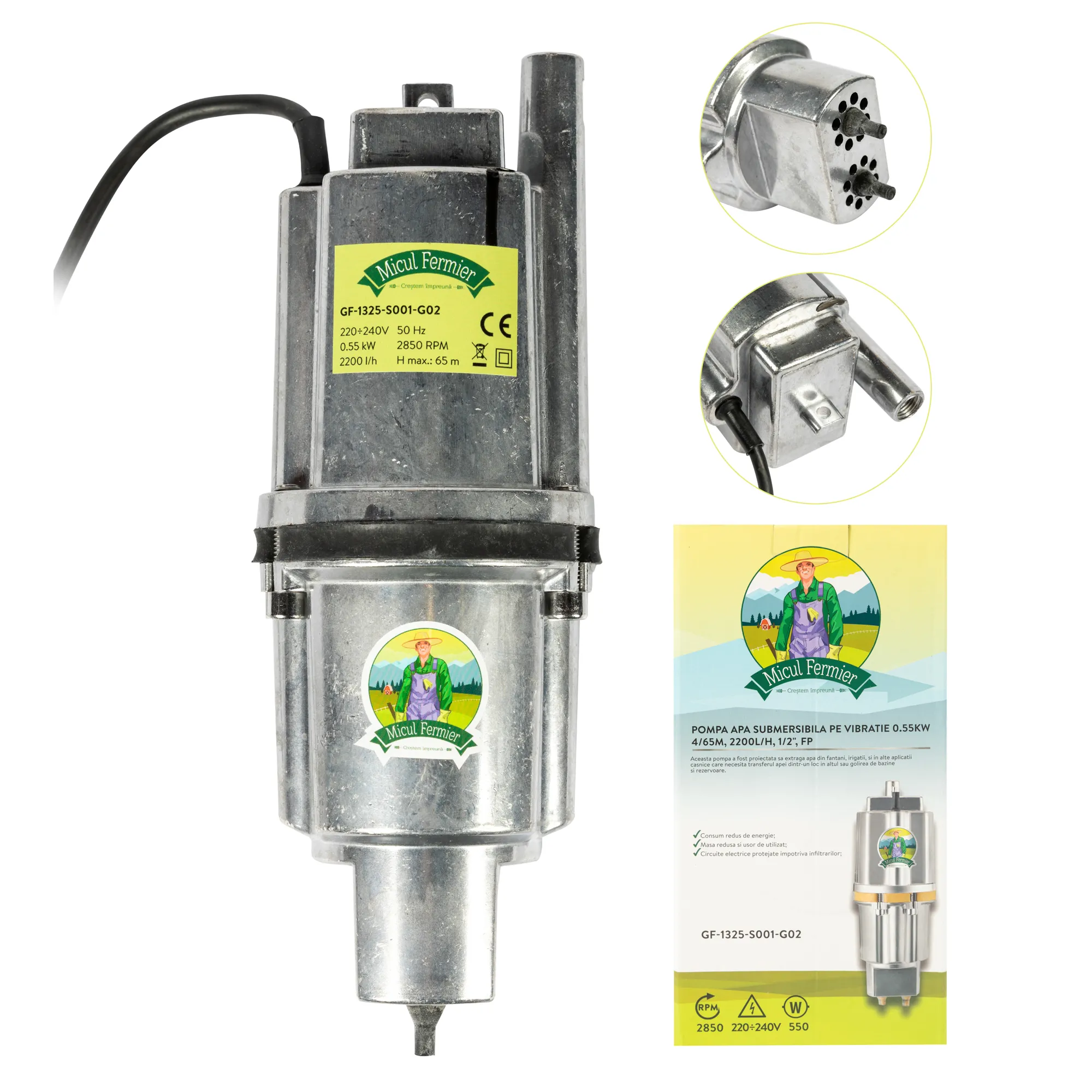 Pompa submersibila vibratie Micul Fermier 550W 2200l/h 