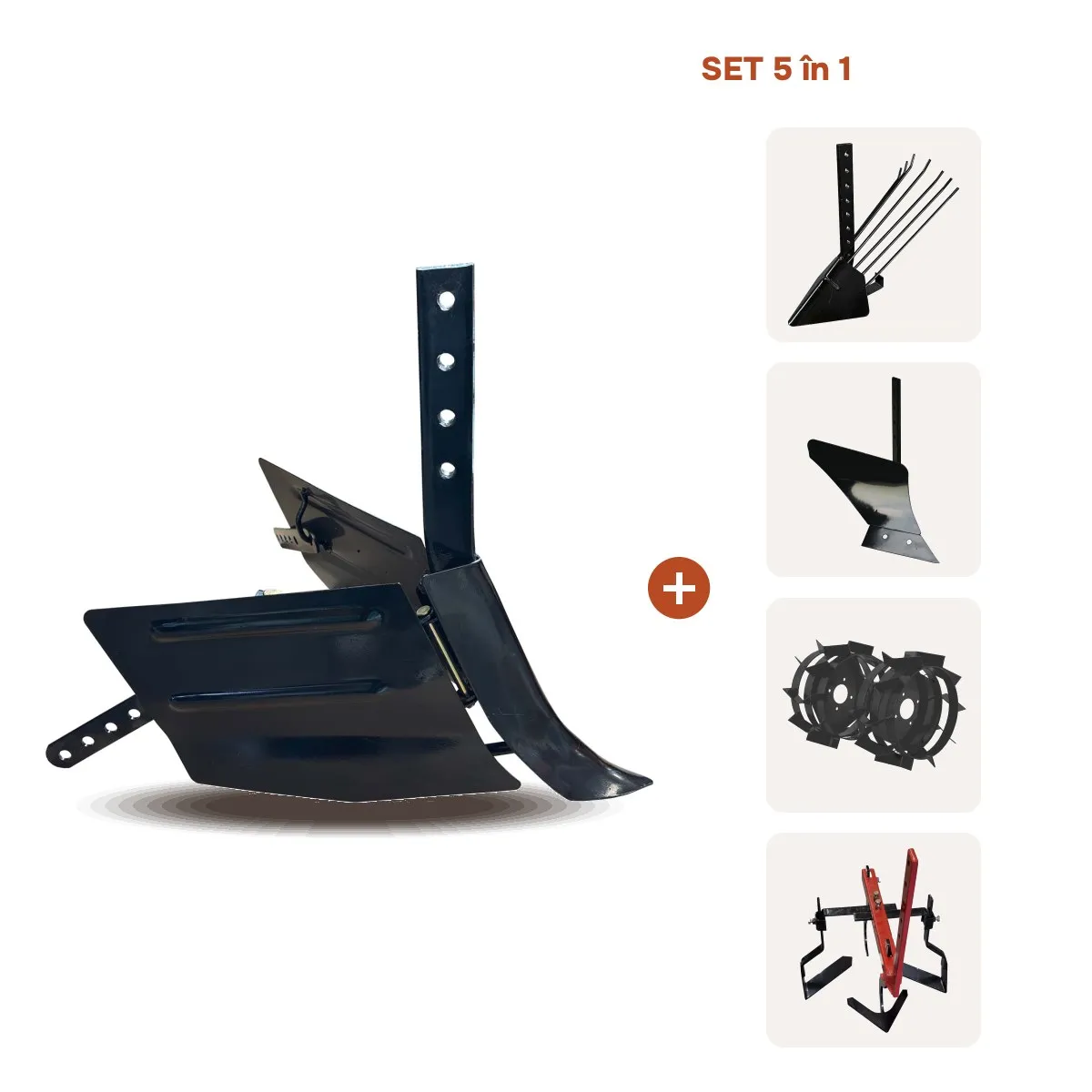SET Plug reglabil + plug cartofi + plug arat+ roti metal motocultor + cultivator
