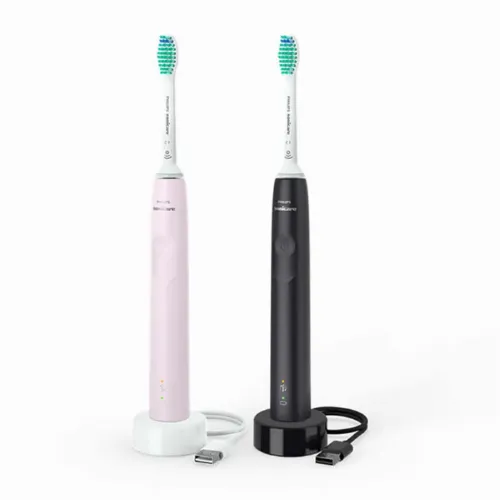 Periuța de dinți electrică sonică Philips HX3675/15, Negru | Roz
