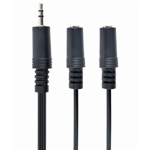 Аудиокабель Cablexpert CCA-415M-0.1M, 3.5mm 3-pin (M) - 2x 3.5mm 3-pin (F), 0,1м, Чёрный