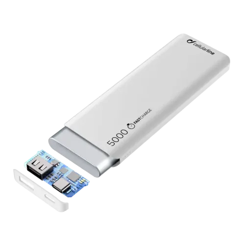 Acumulator extern Cellularline FreePower Slim 5000, 5mAh, Alb