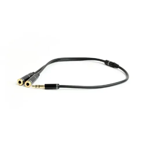 Аудиокабель Cablexpert CCA-415M-0.1M, 3.5mm 3-pin (M) - 2x 3.5mm 3-pin (F), 0,1м, Чёрный