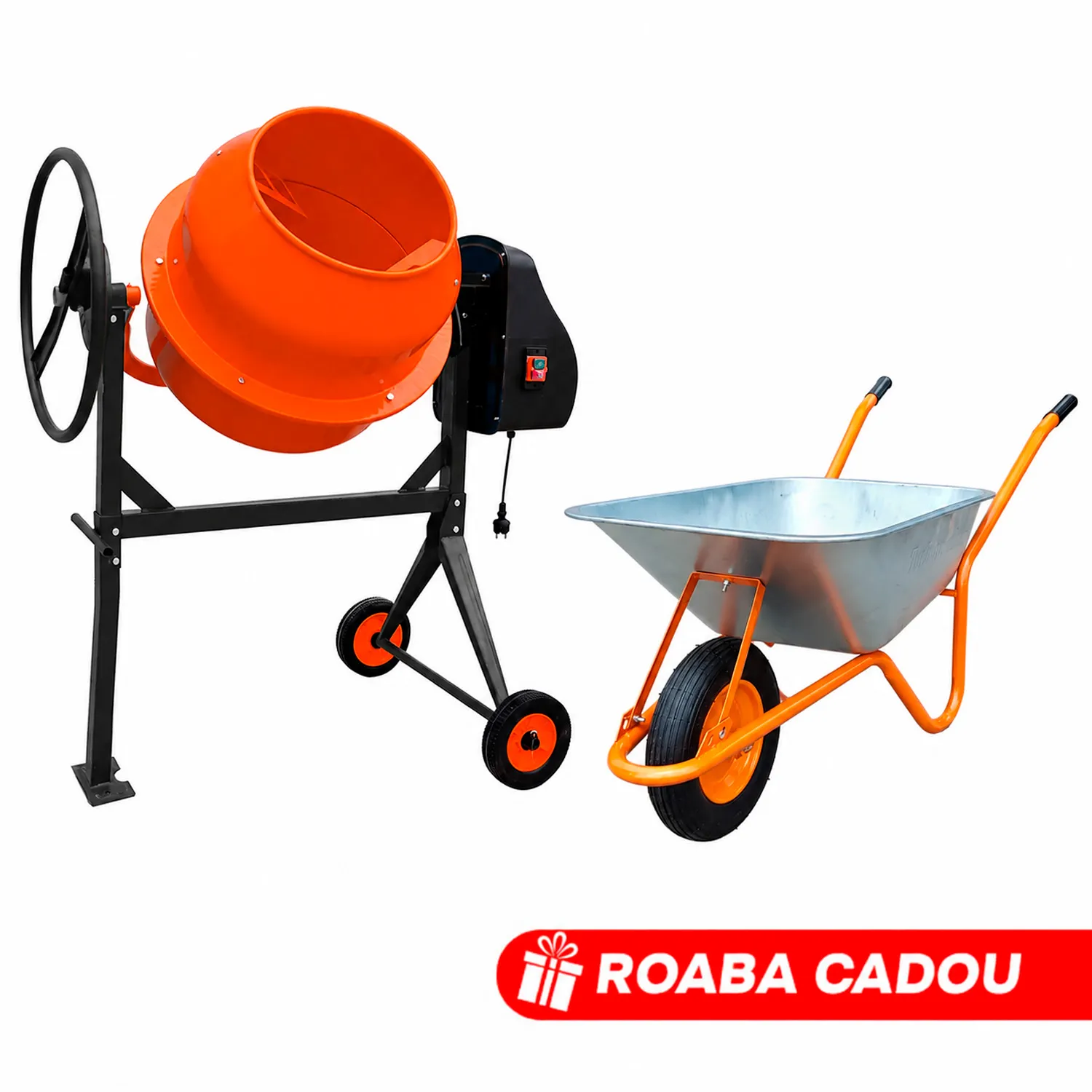 Бетономешалка TechnoWorker 140 л + Тачка 85 л в подарок
