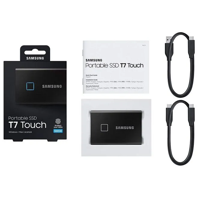 Внешний портативный SSD-накопитель Samsung Portable SSD T7 Touch, 500 GB, Чёрный (MU-PC500K/WW)