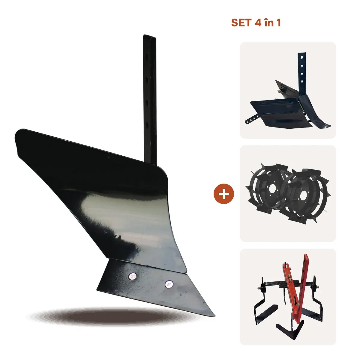 SET Plug arat + plug reglabil+ roti metal motocultor + cultivator