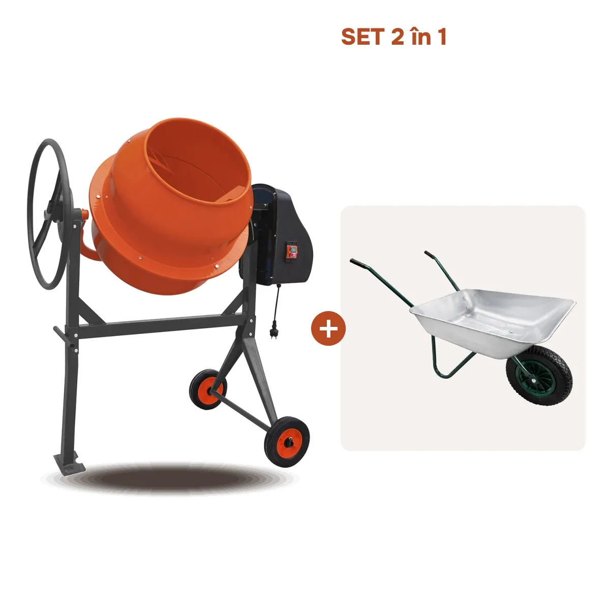 Set Betoniera TECHNOWORKER 140 L (Motor cupru)  + Roaba LUMAG 85 L Cadou