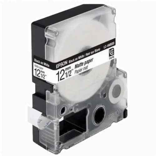 Картридж с лентой EPSON LK4WBB; 12 мм/9 м матовая бумага, черный/белый, C53S654023
