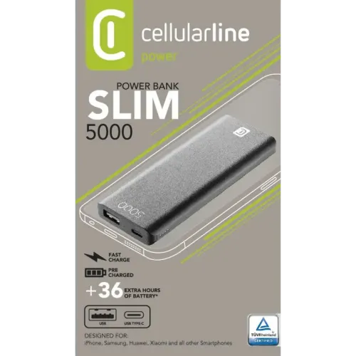 Acumulator extern Cellularline FreePower Slim 5000, 5mAh, Negru