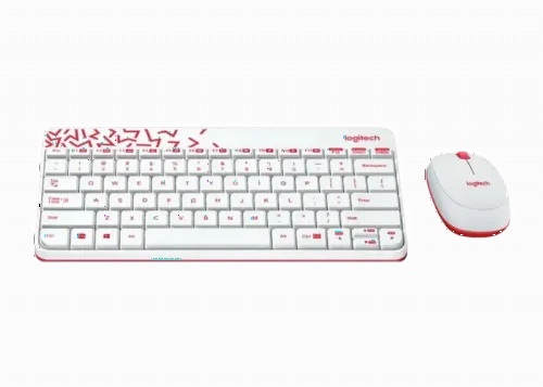 Set Tastatură + Mouse Logitech MK240, Fără fir, Alb/Roșu