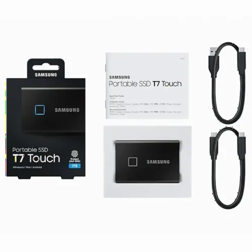 SSD portabil extern Samsung Portable SSD T7 Touch, 1 TB, Negru (MU-PC1T0K/WW)