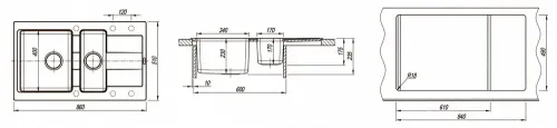 Кухонная мойка из кварца/нержав. Florentina-COMBI 860K Gri