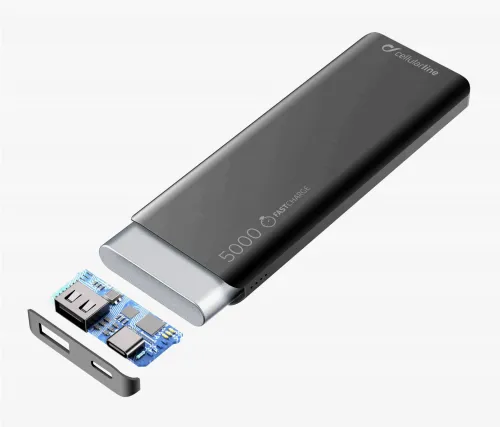 Acumulator extern Cellularline FreePower Slim 5000, 5mAh, Negru
