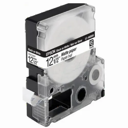 Картридж с лентой EPSON LK4WBB; 12 мм/9 м матовая бумага, черный/белый, C53S654023